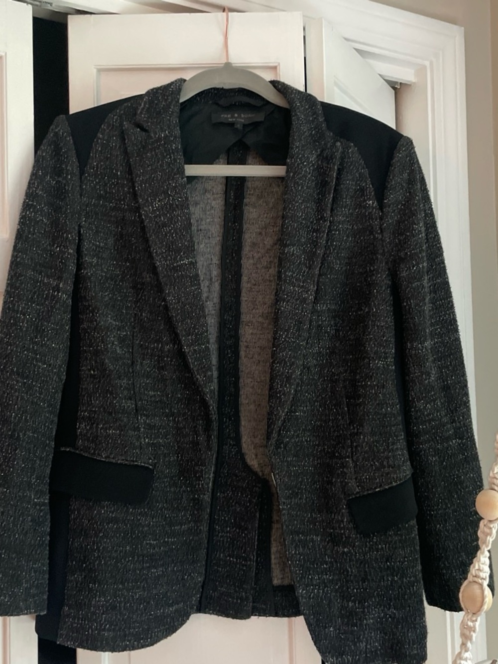 rag & bone Black and Dark Gray Tweed Blazer